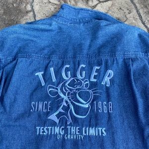 Embroidered Disney Store Tigger Jean Button Down